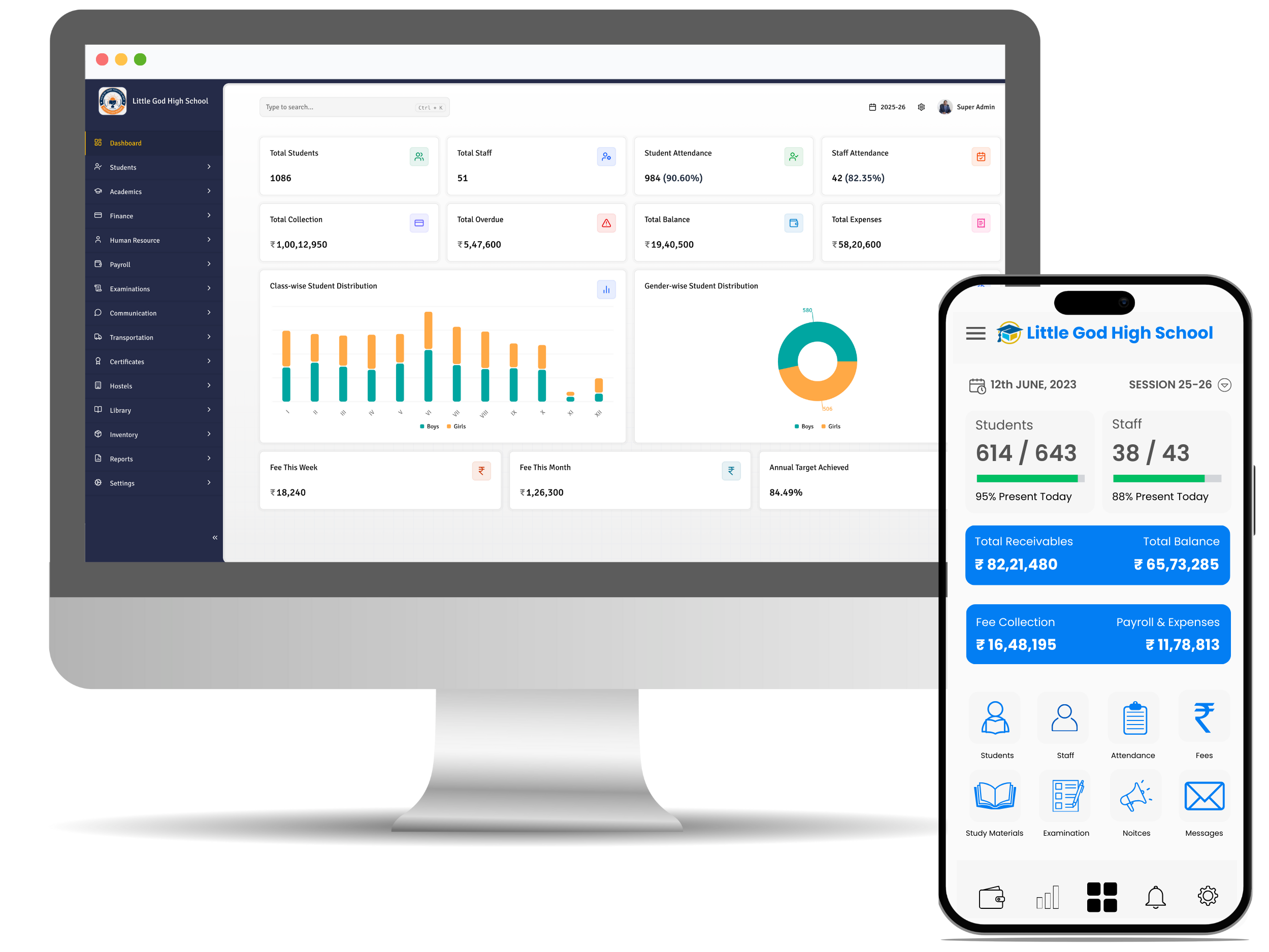 VidyalayaERP Dashboard Screenshot